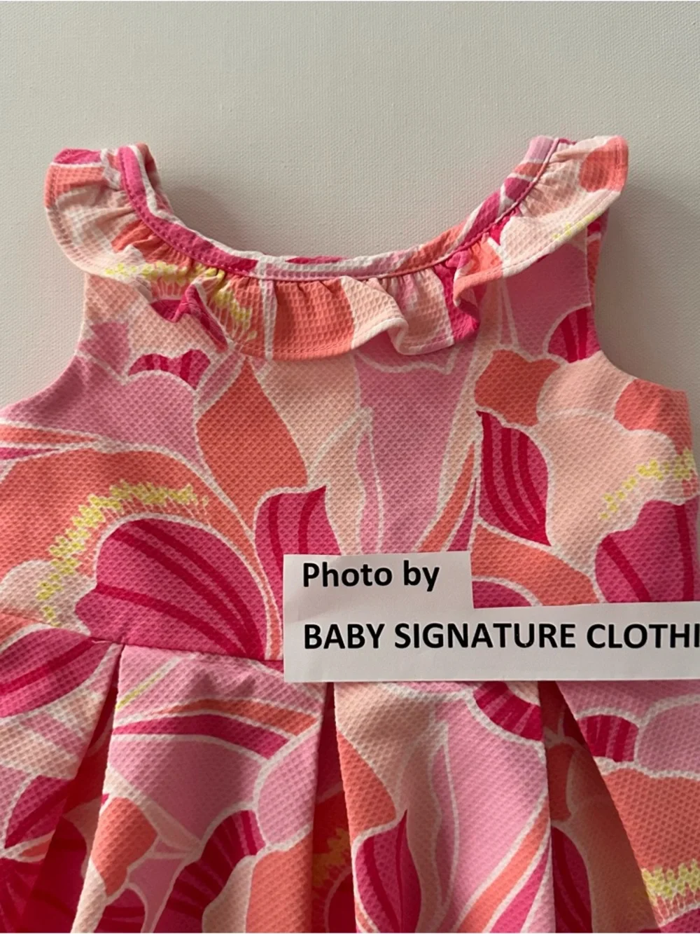Janie and Jack 12-18 Months Pink Floral Ruffle Neck Dress Party Spring Summer